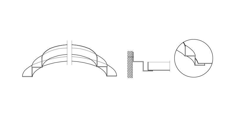 Säulenring als Stufenwinkel Maße flexibel Schattenfuge für angeschnittene Kassetten, Auflagewinkel